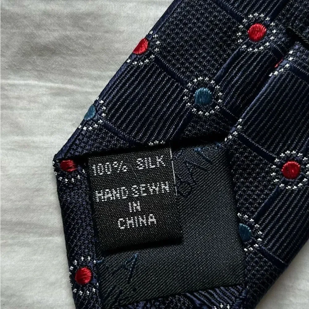 Jos. A. Bank 100% Silk Men’s Navy Blue Red Medallion Professional Tie Business